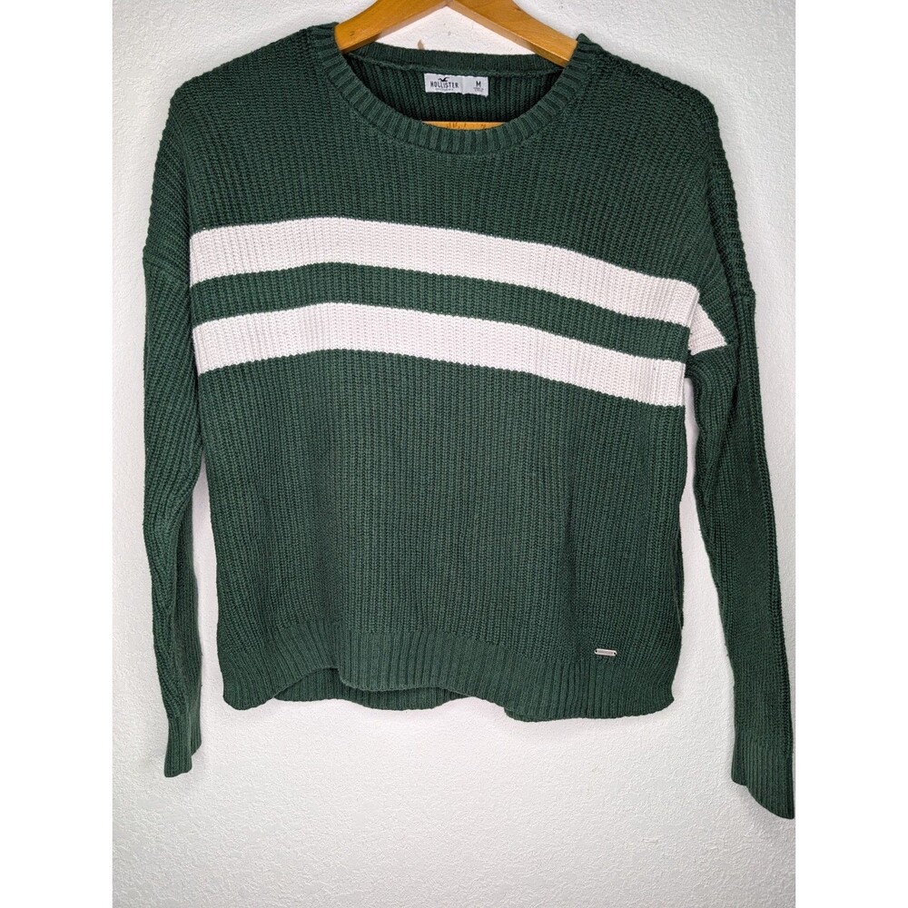 Women's Hollister Green Boxy Crop Crew Neck Sweater Size Medium (000)